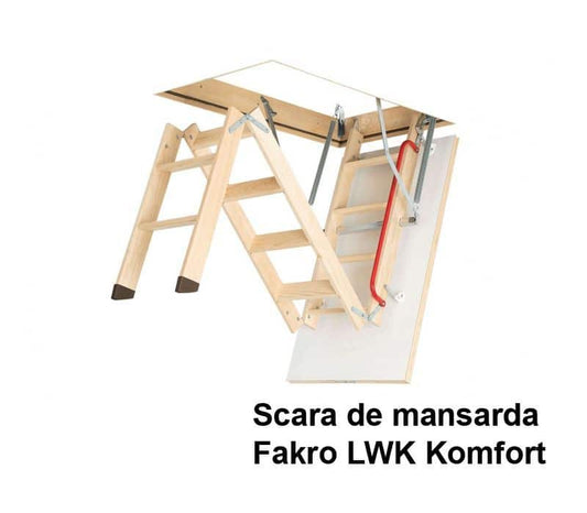 Scară pod FAKRO LWK Komfort – lemn termoizolată, modulară | TotalRoof.ro