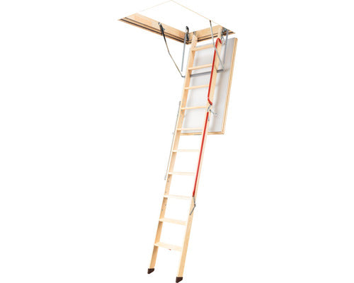 Scară pod FAKRO LWL Extra – lemn, izolație 5 cm, mecanism telescopic | TotalRoof.ro
